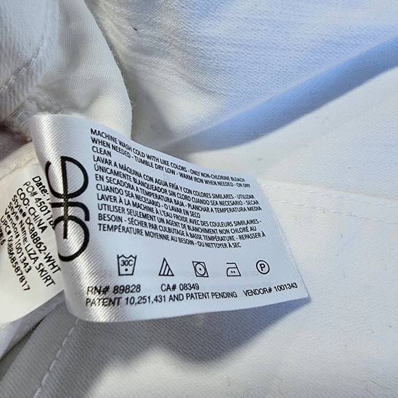 Code Bleu Denim Jean Skirt White Button Fly Pencil Back Kick Split Stretch Raw 6 - Picture 7 of 11